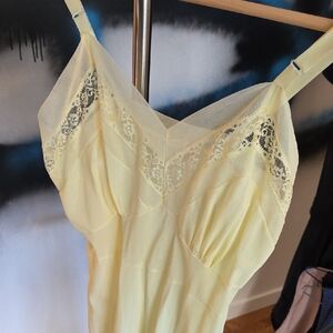 Soft Yellow Lace Trim Slip..36